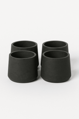 4x Patt Black Washed Pflanzkübel Schwarz aus Fiberclay in Beton-Optik