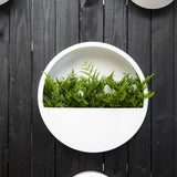 Hanging Wally Wandpflanzschale Hochglanz Weiß aus Fiberstone – im Lifestyle-Setting