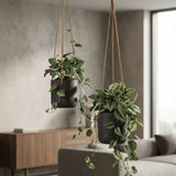 Hanging Charlie Set Schwarz – 2er Blumenampel-Set aus Fiberclay Größen XS & S || Abgebildete Größen: XS & S
