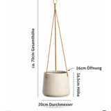 Hanging Patt Grau Blumenampel Größe L aus Fiberclay hängend