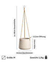 Hanging Patt Grau Blumenampel Größe M aus Fiberclay hängend