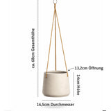 Hanging Patt Grau Blumenampel Größe M aus Fiberclay hängend