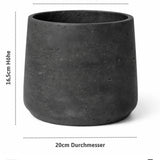 4x Patt Black Washed Pflanzkübel Schwarz aus Fiberclay in Beton-Optik