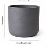 Charlie Schwarz Pflanzkübel Blumentopf aus robusten Fiberclay [v=l]