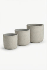 Charlie Grey Washed 3er Set Pflanzkübel Grau aus Fiberclay in Beton-Optik