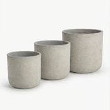 Charlie Grey Washed 3er Set Pflanzkübel Grau aus Fiberclay in Beton-Optik