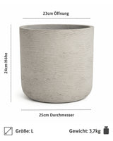 Charlie Grau Pflanzkübel Blumentopf aus robusten Fiberclay [v=l]