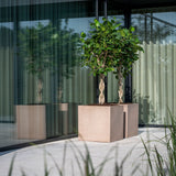 Block Pflanzkübel Taupe aus Fiberstone – Detailansicht der Oberfläche