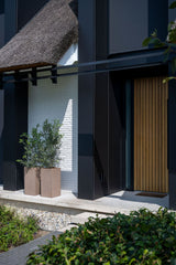 Bouvy Pflanzkübel Taupe aus Fiberstone – Seitenansicht Ø60