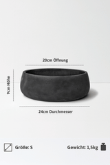 Eileen Black Washed Pflanzschale – Maßzeichnung Größe S [v=S|ø24|ö20|h9]