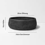 Eileen Black Washed Pflanzschale – Maßzeichnung Größe S [v=S|ø24|ö20|h9]