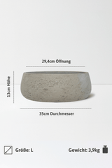 Eileen Grey Washed Pflanzschale – Maßzeichnung Größe L [v=L|ø35|ö29.40|h13]