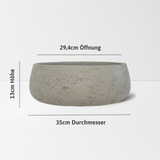 Eileen Grey Washed Pflanzschale – Maßzeichnung Größe L [v=L|ø35|ö29.40|h13]