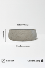 Eileen Grey Washed Pflanzschale – Maßzeichnung Größe M [v=M|ø29|ö24.2|h11]