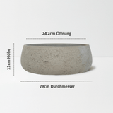 Eileen Grey Washed Pflanzschale – Maßzeichnung Größe M [v=M|ø29|ö24.2|h11]