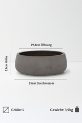 Eileen Mocha Washed Pflanzschale – Maßzeichnung Größe L [v=L|ø35|ö29.40|h13]