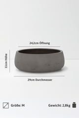 Eileen Mocha Washed Pflanzschale – Maßzeichnung Größe M [v=M|ø29|ö24.2|h11]