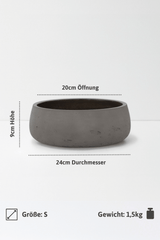 Eileen Mocha Washed Pflanzschale – Maßzeichnung Größe S [v=S|ø24|ö20|h9]