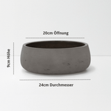 Eileen Mocha Washed Pflanzschale – Maßzeichnung Größe S [v=S|ø24|ö20|h9]