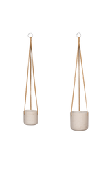 Hanging Charlie Set Grau – Blumenampeln XS und S aus Fiberclay hängend [mc]