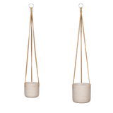 Hanging Charlie Set Grau – Blumenampeln XS und S aus Fiberclay hängend [mc]