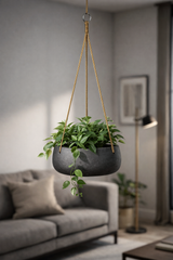 Hanging Eileen Schwarz Blumenampel aus Fiberclay