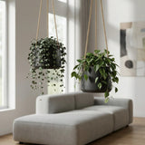 Hanging Patt Set Schwarz – 2 Blumenampeln aus Fiberclay hängend