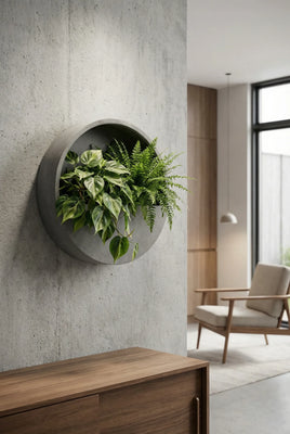 Wandpflanzschale Hanging Wally Grau aus Fiberstone