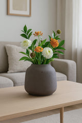 Jabari Mocha Washed Vase Mocha aus Fiberclay – Rough-Look in Beton-Optik