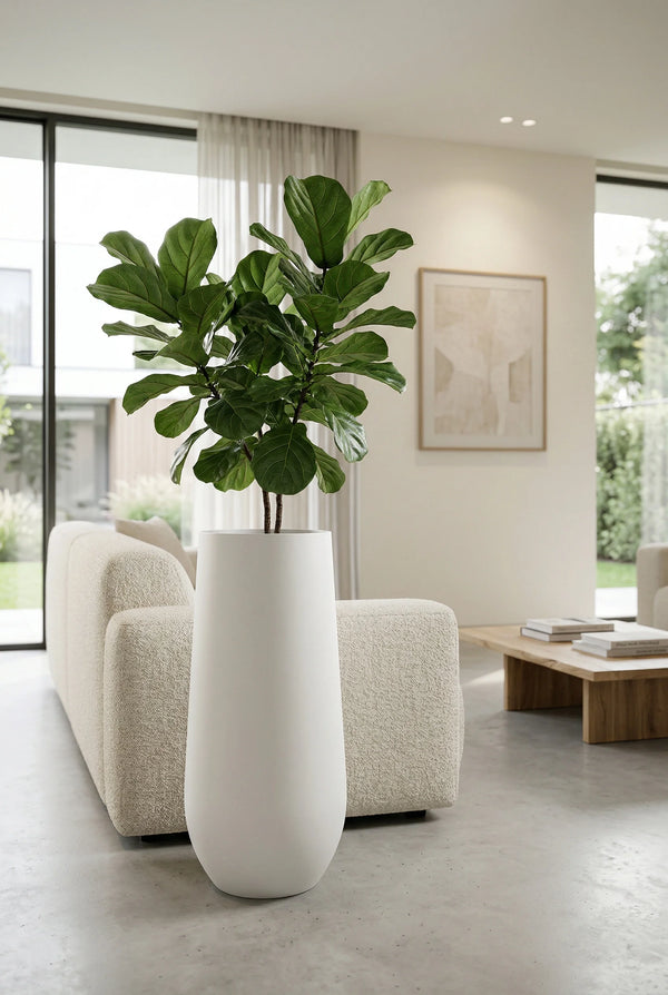 Pflanzkübel Nax Matt Weiß, Bodenvase aus Fiberstone