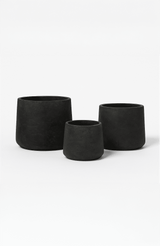 Patt Black Washed 3er Set Pflanzkübel Schwarz aus Fiberclay in Beton-Optik [mc]