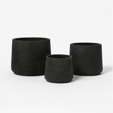 Patt Black Washed 3er Set Pflanzkübel Schwarz aus Fiberclay in Beton-Optik [mc]