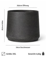 Patt Black Washed Pflanzkübel schwarz aus Fiberclay Blumentopf [v=xxl]