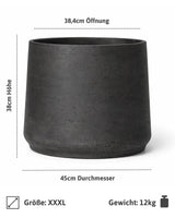 Patt Black Washed Pflanzkübel schwarz aus Fiberclay Blumentopf [v=xxxl]