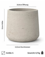Patt Grey Washed Pflanzkübel Grau aus Fiberclay – Größe S Einzelaufnahme