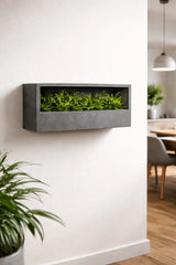 Hanging Wally Balcony Wandpflanzschale Grau aus Fiberstone – rechteckige Wandschale freigestellt