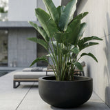 City Bowl Pflanzschale Schwarz aus Fiberstone – runde Schale mit strukturierter Oberfläche