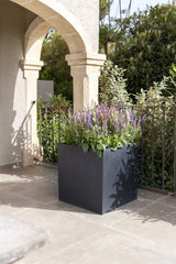 Block Pflanzkübel Schwarz aus Fiberstone – Outdoor im Ambiente