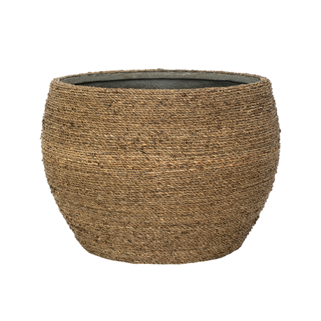 Abby Straw Grass handgewebter Pflanzkorb S Finestgreen [mc]