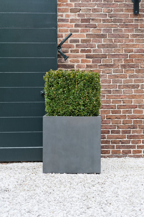 Eckiger Pflanzkübel Block Grau aus Fiberstone