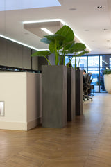 Bouvy Pflanzkübel Grau aus Fiberstone – Outdoor im Ambiente