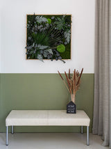 Pflanzenbild im Dschungeldesign, weißer Rahmen 80x80 cm Finestgreen 